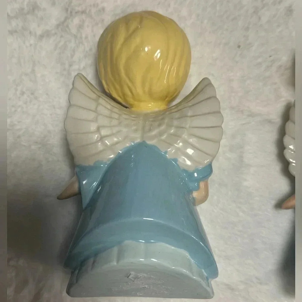 Vintage Kissing Christmas Angels Boy & Girl Set 1979 Handpainted Kitsch Unique - Picture 7 of 16